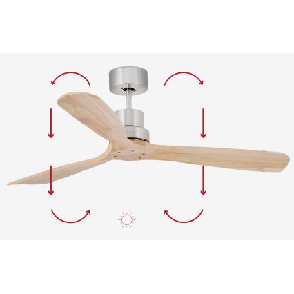 FARO 33373DC - Laeventilaator LANTAU puit/matt kroom d. 132 cm + kaugjuhtimispult