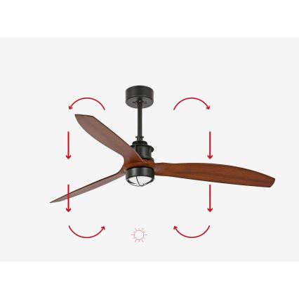 FARO 33395-10 - LED Laeventilaator JUST FAN LED/16W/230V must/pruun d. 128 cm + kaugjuhtimispult