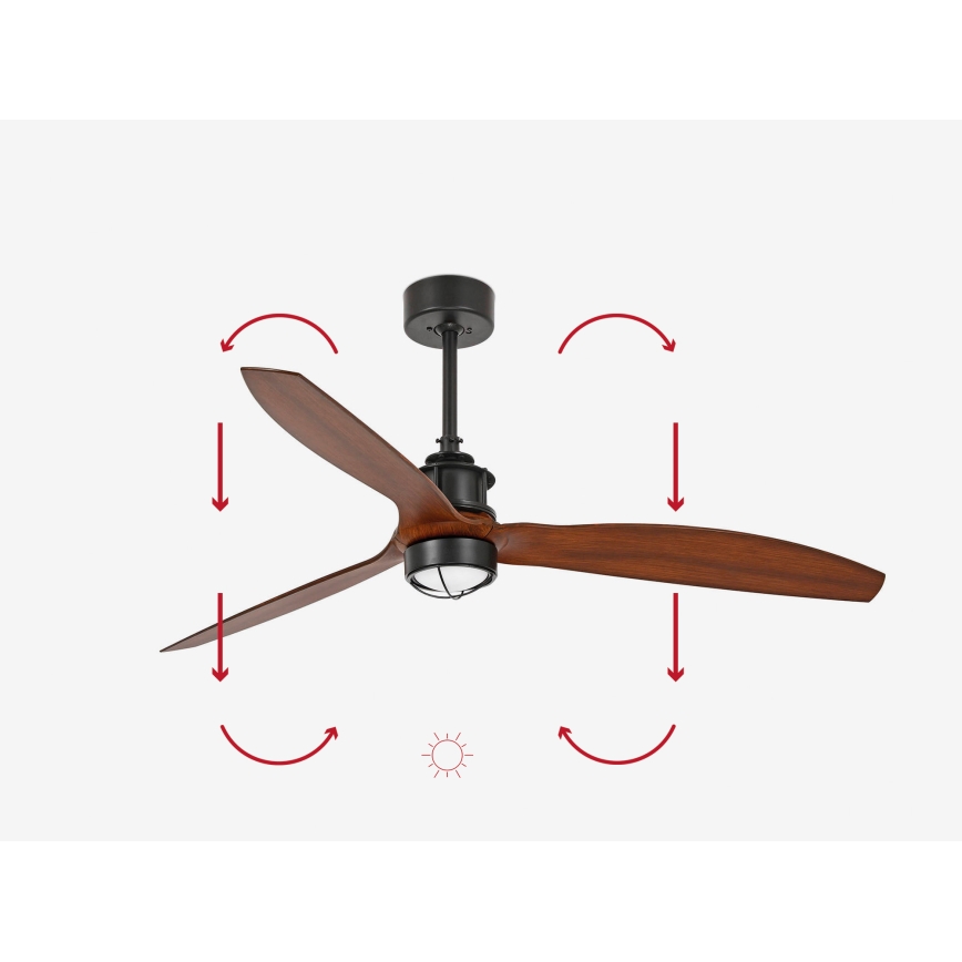 FARO 33395-10 - LED Laeventilaator JUST FAN LED/16W/230V must/pruun d. 128 cm + kaugjuhtimispult