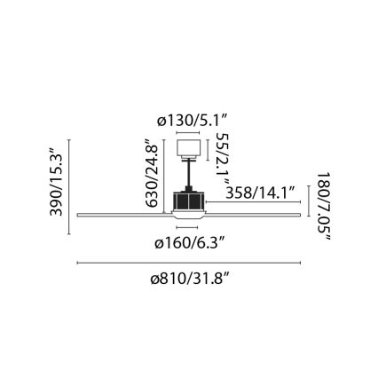 FARO 33425 - Laeventilaator JUSTFAN d. 81 cm + pult