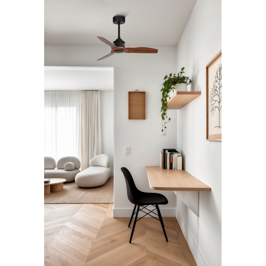FARO 33425WT - laeventilaator JUST FAN S läbimõõt 81 cm pruun/must Wi-Fi Tuya + kaugjuhtimispult