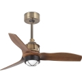 FARO 33428WT1N - hämardatav LED laeventilaator JUST FAN S, 16W/230V, läbimõõt 81 cm, pruun/messing, Tuya Wi-Fi + kaugjuhtimispult
