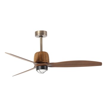 FARO 334361N - LED-hämardatav laeventilaator WEAVER M LED/16W/230V läbimõõt 128 cm pruun/messing + kaugjuhtimispult