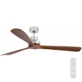 FARO 33464DC - Laeventilaator LANTAU XL pruun/matt kroom d. 168 cm + kaugjuhtimispult