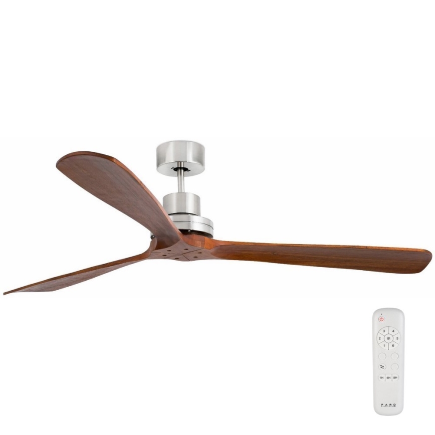 FARO 33464DC - Laeventilaator LANTAU XL pruun/matt kroom d. 168 cm + kaugjuhtimispult