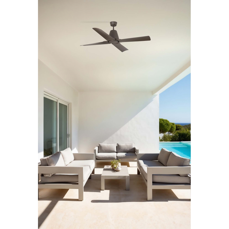 FARO 33490 - Laeventilaator TYPHOON IP44 pruun + kaugjuhtimispult