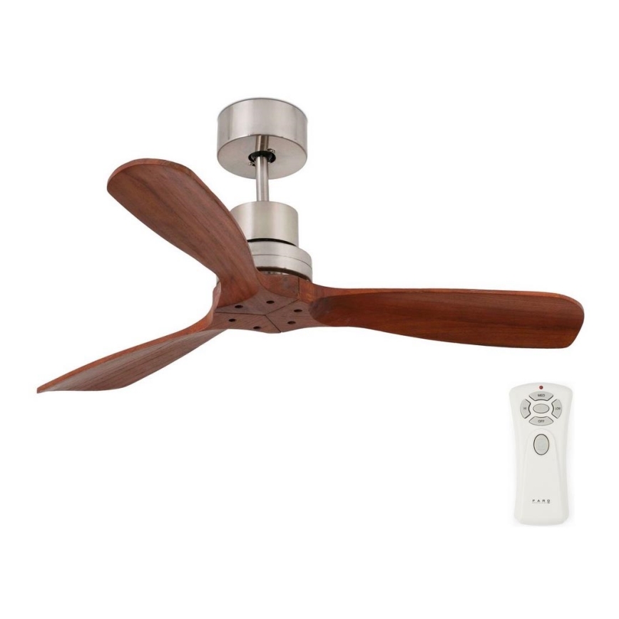 FARO 33508DC - Laeventilaator MINI LANTAU matt kroom/pruun d. 108 cm + kaugjuhtimispult