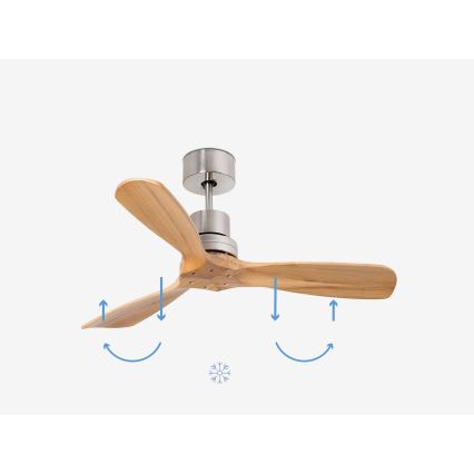 FARO 33509DC - Laeventilaator MINI LANTAU matt kroom/puit d. 107 cm + kaugjuhtimispult