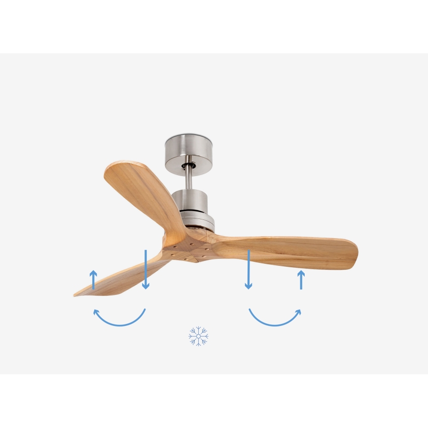 FARO 33509DC - Laeventilaator MINI LANTAU matt kroom/puit d. 107 cm + kaugjuhtimispult