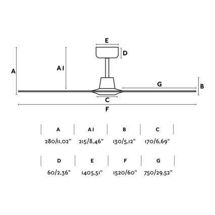 FARO 33511 - Laeventilaator MOREA d. 152 cm + pult