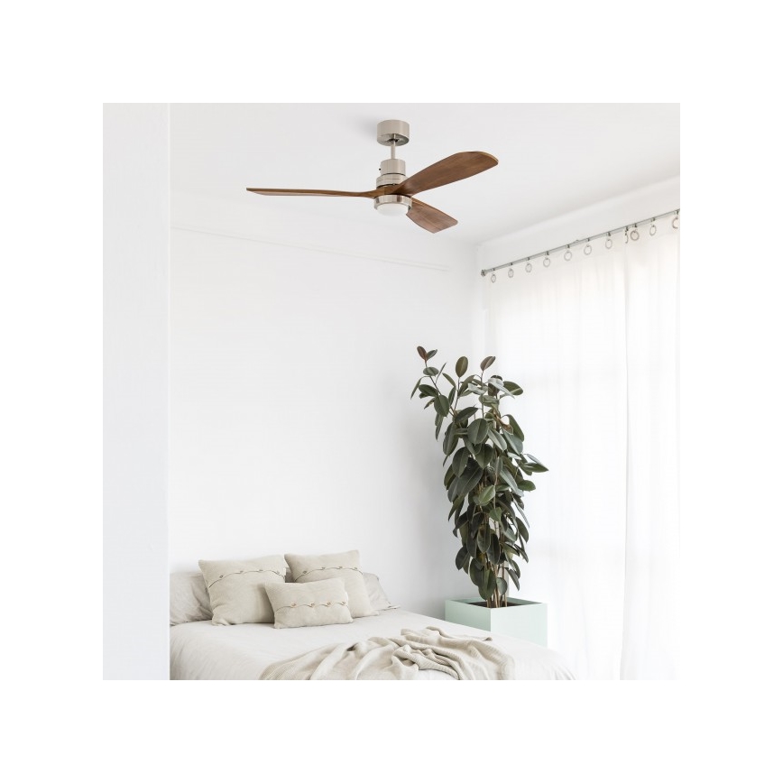 FARO 33518DC - LED Laeventilaator LANTAU LED/15W/230V matt kroom/puit + kaugjuhtimispult