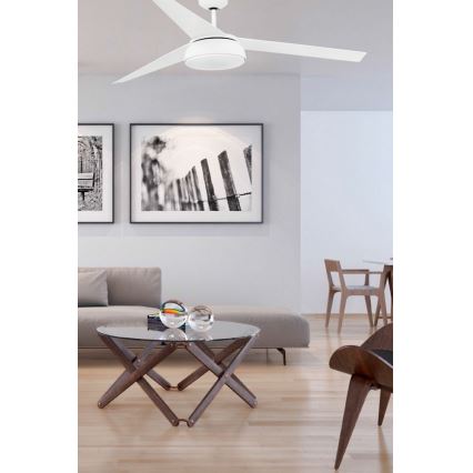 FARO 33549 - LED Hämardatav laeventilaator VULCANO LED/25W/230V valge d. 152 cm + pult