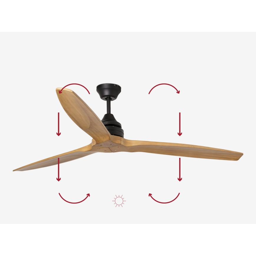 FARO 33718DC - Laeventilaator ALO L puit/must d. 152 cm + kaugjuhtimispult