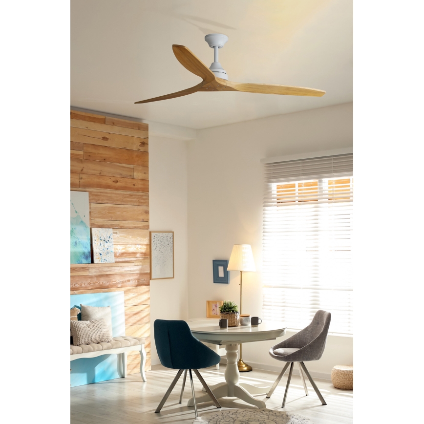 FARO 33728DC - Laeventilaator ALO L puit/valge d. 152 cm + kaugjuhtimispult