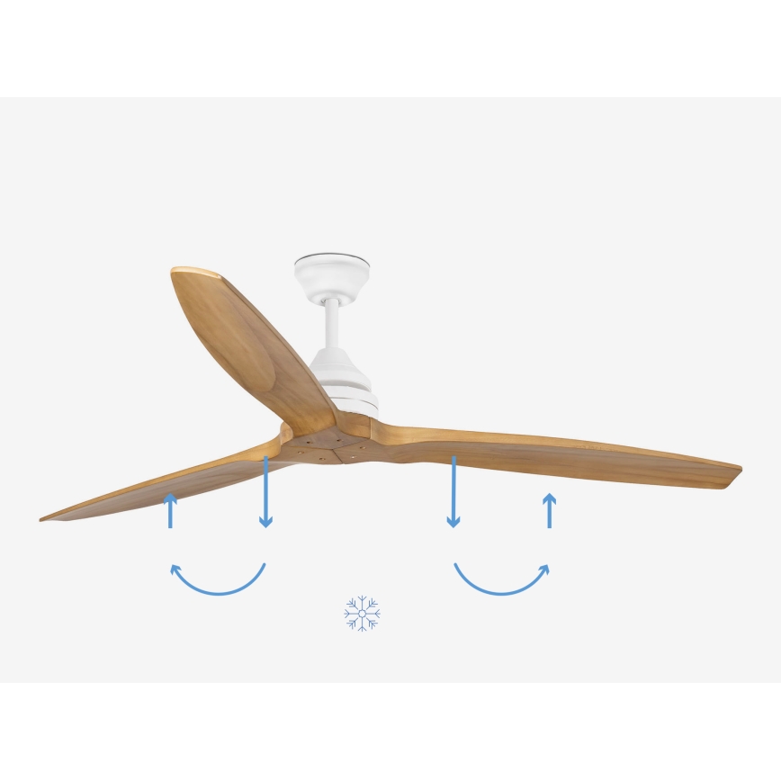 FARO 33728DC - Laeventilaator ALO L puit/valge d. 152 cm + kaugjuhtimispult