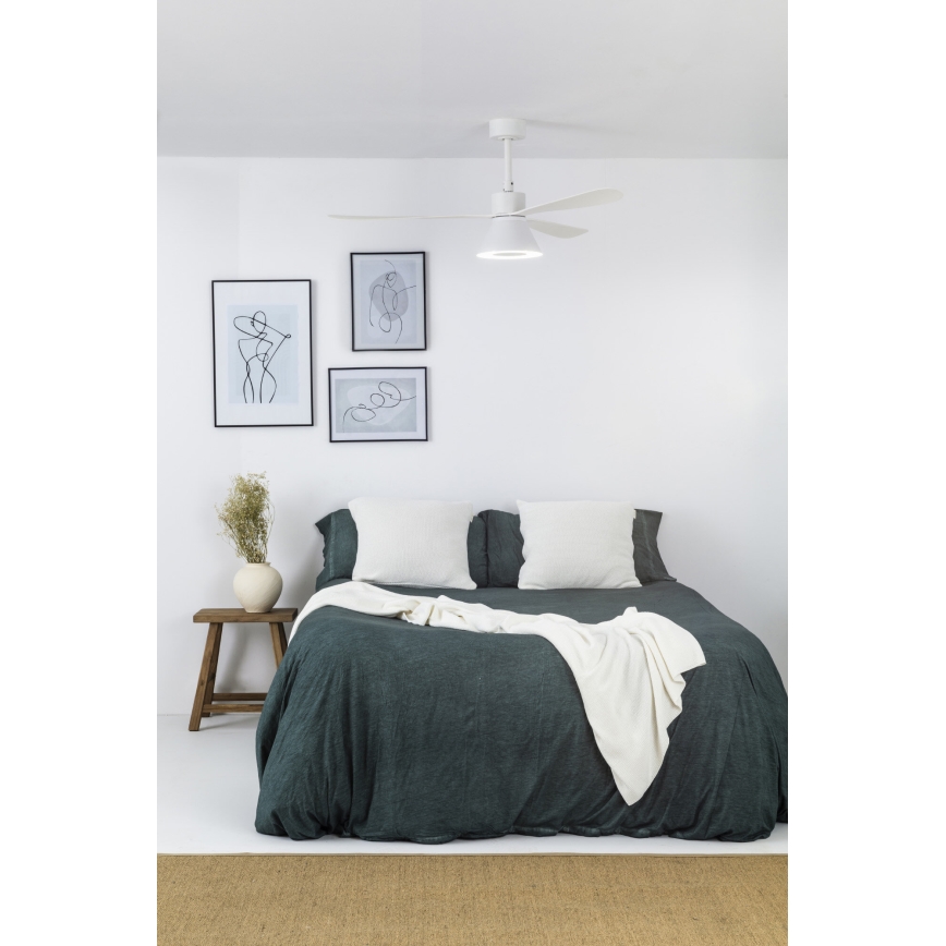 FARO 33760WT-22 - LED Hämariga laeventilaator AMELIA L CONE LED/20W/230V 2700/3500/5000K valge, diameeter 132 cm Wi-Fi Tuya + puldiga