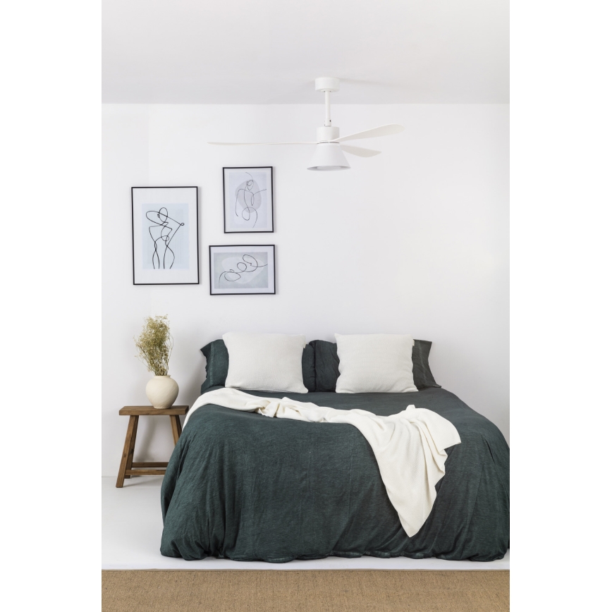 FARO 33760WT-22 - LED Hämariga laeventilaator AMELIA L CONE LED/20W/230V 2700/3500/5000K valge, diameeter 132 cm Wi-Fi Tuya + puldiga