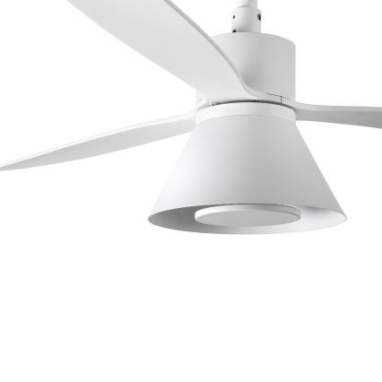 FARO 33760WT-22 - LED Hämariga laeventilaator AMELIA L CONE LED/20W/230V 2700/3500/5000K valge, diameeter 132 cm Wi-Fi Tuya + puldiga