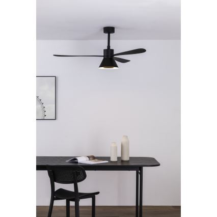 FARO 33761WT-23 - LED Hämardatav laeventilaator AMELIA L CONE LED/20W/230V 2700/3500/5000K must d. 132 cm Wi-Fi Tuya + kaugjuhtimispult