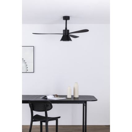 FARO 33761WT-23 - LED Hämardatav laeventilaator AMELIA L CONE LED/20W/230V 2700/3500/5000K must d. 132 cm Wi-Fi Tuya + kaugjuhtimispult