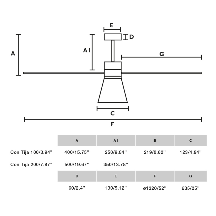 FARO 33761WT-23 - LED Hämardatav laeventilaator AMELIA L CONE LED/20W/230V 2700/3500/5000K must d. 132 cm Wi-Fi Tuya + kaugjuhtimispult