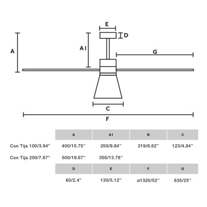 FARO 33762WT-24 - LED Hämardatav laeventilaator AMELIA L CONE LED/20W/230V 2700/3500/5000K hall d. 132 cm Wi-Fi Tuya + kaugjuhtimispult