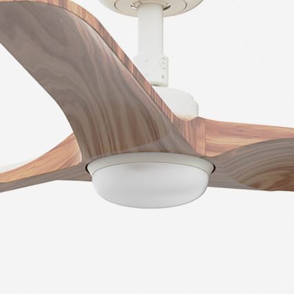 FARO 33805-1TW - Hämardatav LED-laeventilaator HEYWOOD S, LED 10 W/230 V, 2700/3000/4000 K, puit/valge, läbimõõt 90 cm + kaugjuhtimispult