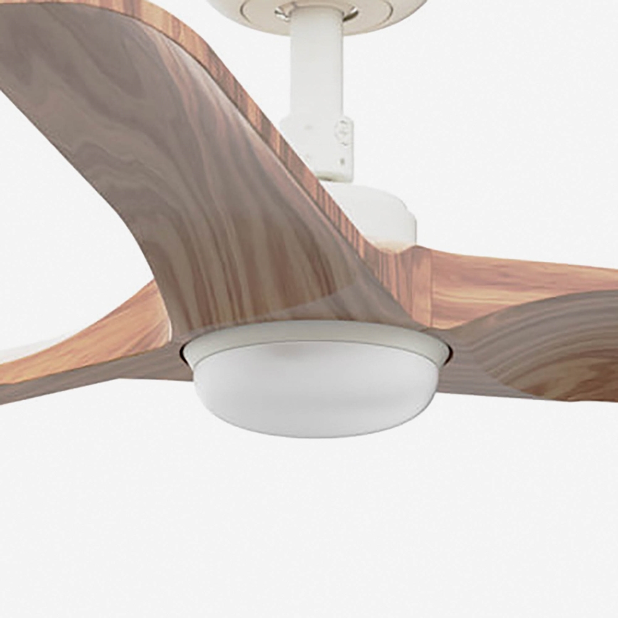 FARO 33805WT-1TW - LED Hämardatav laeventilaator HEYWOOD S LED/10W/230V 2700/4000/6000K puit/valge d. 90 cm Wi-Fi Tuya + kaugjuhtimispult