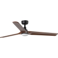 FARO 33809WT1S - Hämardatav LED-laeventilaator HEYWOOD L LED/10W/230V 2700/3000/4000K läbimõõt 132 cm puit/must Tuya Wi-Fi + kaugjuhtimispult