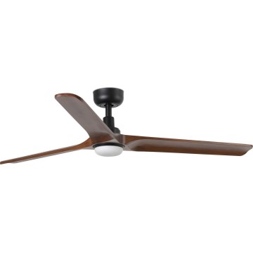 FARO 33809WT1S - Hämardatav LED-laeventilaator HEYWOOD L LED/10W/230V 2700/3000/4000K läbimõõt 132 cm puit/must Tuya Wi-Fi + kaugjuhtimispult