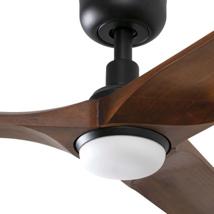 FARO 33809WT1S - Hämardatav LED-laeventilaator HEYWOOD L LED/10W/230V 2700/3000/4000K läbimõõt 132 cm puit/must Tuya Wi-Fi + kaugjuhtimispult