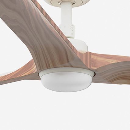 FARO 33810-1TW - LED-hämardatav laeventilaator HEYWOOD L LED/10W/230V 2700/3000/4000K puit/valge läbimõõt 132 cm + kaugjuhtimispult