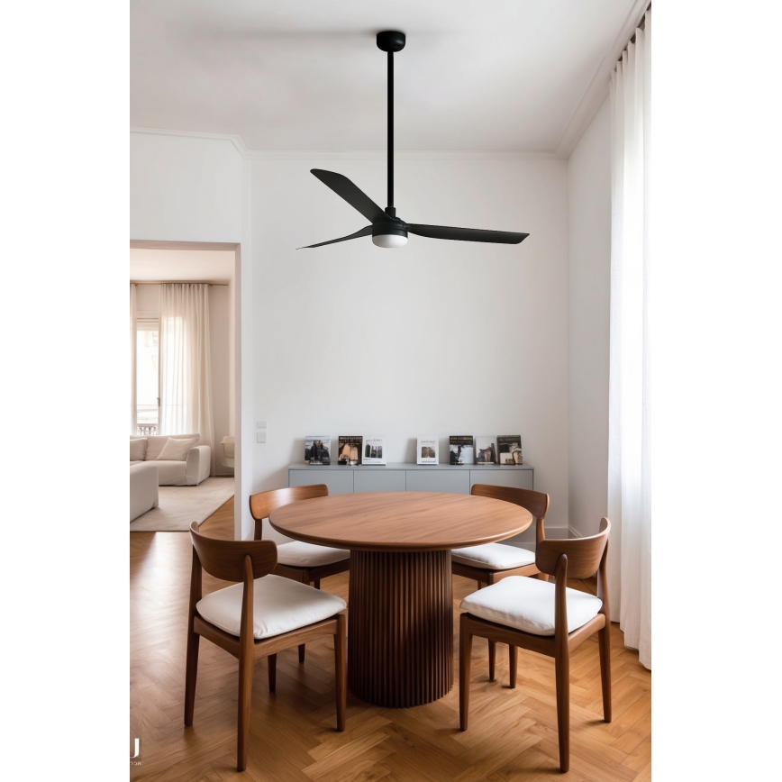 FARO 33815WT1S - LED-hämardatav laeventilaator PUNT M LED/18W/230V 2700/3000/4000K, läbimõõt 132 cm, must, Wi-Fi Tuya + kaugjuhtimispult