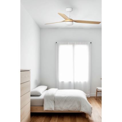 FARO 33816WT-20 - Hämardatav LED-laeventilaator PUNT M LED/18W/230V pruun/valge läbimõõt 132 cm Wi‑Fi Tuya + kaugjuhtimispult