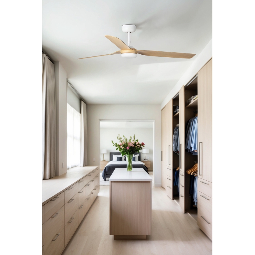 FARO 33816WT - Laeventilaator PUNT M pruun/valge d. 132 cm Wi-Fi Tuya + kaugjuhtimispult