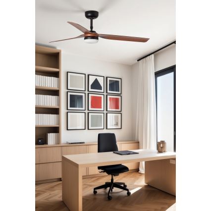 FARO 33817WT-21 - Hämardatav LED-laeventilaator PUNT M LED/18W/230V pruun/must läbimõõt 132 cm Wi-Fi Tuya + kaugjuhtimispult