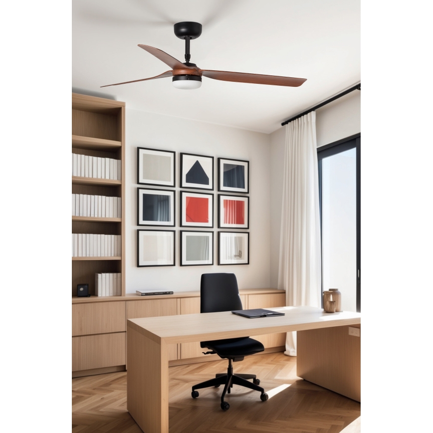 FARO 33817WT-21 - Hämardatav LED-laeventilaator PUNT M LED/18W/230V pruun/must läbimõõt 132 cm Wi-Fi Tuya + kaugjuhtimispult