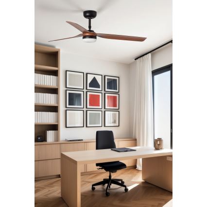 FARO 33817WT1S - LED hämardatav laeventilaator PUNT M LED/18W/230V 2700/3000/4000K läbilõige 132 cm pruun/must Wi-Fi Tuya + kaugjuhtimispult