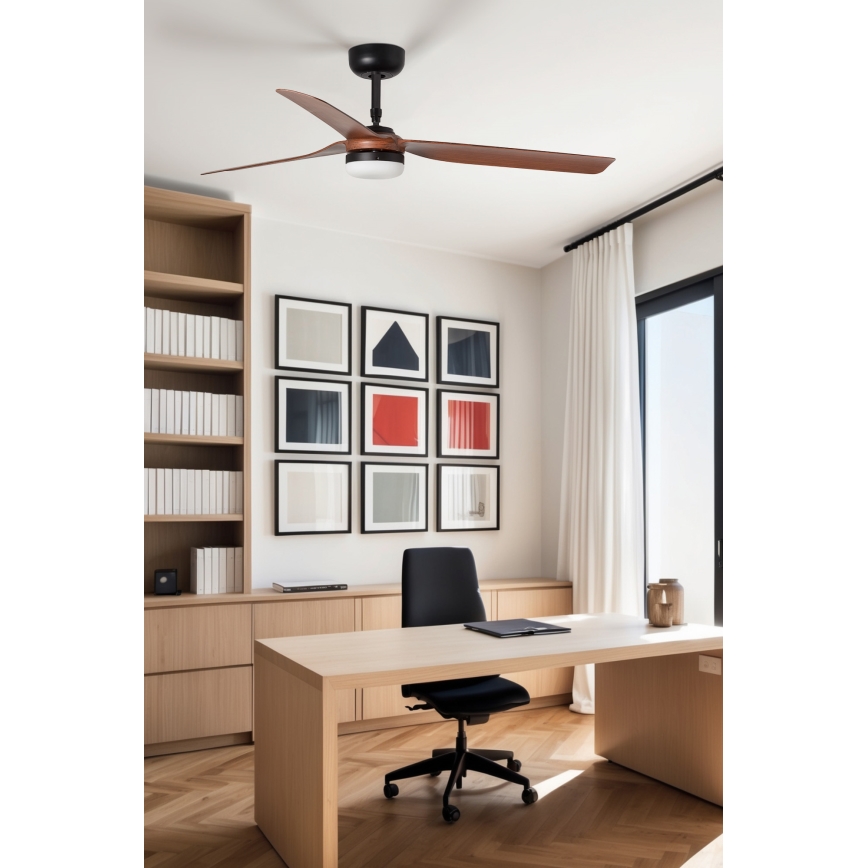 FARO 33817WT1S - LED hämardatav laeventilaator PUNT M LED/18W/230V 2700/3000/4000K läbilõige 132 cm pruun/must Wi-Fi Tuya + kaugjuhtimispult