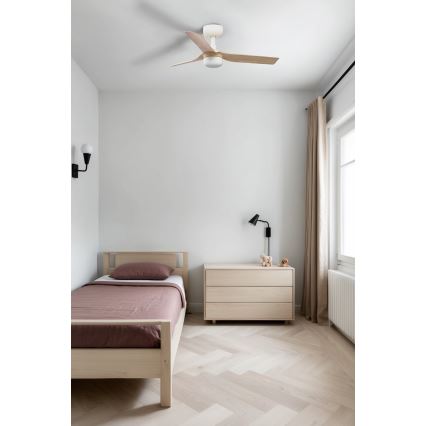 FARO 33821-1TW - Hämardatav LED-laeventilaator MINI PUNT S LED/10W 2700/3000/4000K puit/valge Ø 90 cm + kaugjuhtimispult