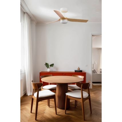 FARO 33821WT-1TW - LED Hämardatav laeventilaator MINI PUNT S LED/10W/230V 2700/4000/6000K pruun/valge d. 90 cm Wi-Fi Tuya + kaugjuhtimispult