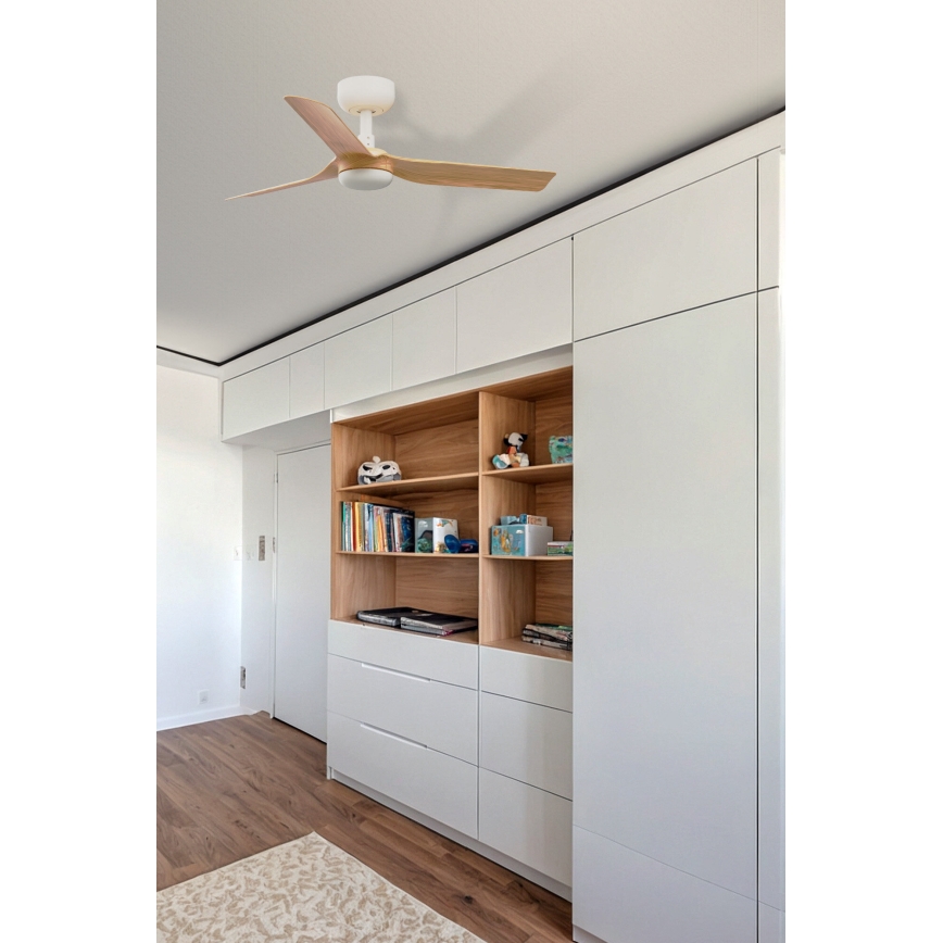 FARO 33821WT - Laeventilaator MINI PUNT S pruun/valge d. 90 cm Wi-Fi Tuya + kaugjuhtimispult