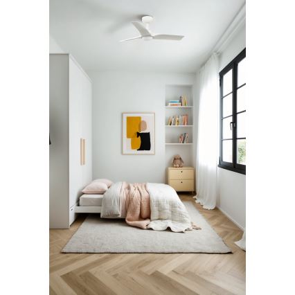 FARO 33824-1TW - LED-hämardatav laeventilaator HEY S LED/10W/230V 2700/3000/4000K valge läbimõõt 90 cm + kaugjuhtimispult