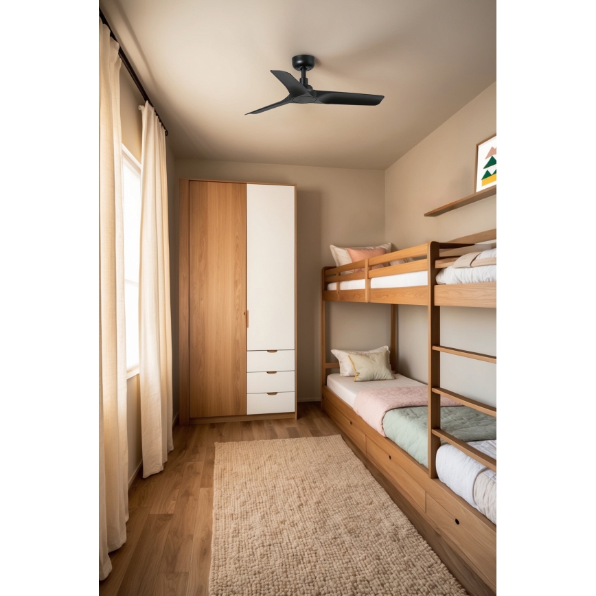 FARO 33825WT - Laeventilaator HEY S must d. 90 cm Wi-Fi Tuya + kaugjuhtimispult
