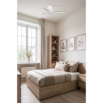 FARO 33826WT-1TW - LED-hämardatav laeventilaator HEY TUB S, LED 10 W, 230 V, 2700/3000/4000 K, valge, Ø 90 cm, Wi‑Fi Tuya + kaugjuhtimispult