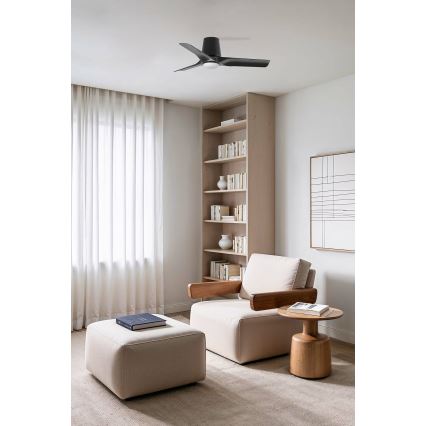 FARO 33827-1TW - LED Hämardatav laeventilaator HEY TUB S LED/10W/230V 2700/4000/6000K must d. 90 cm + kaugjuhtimispult