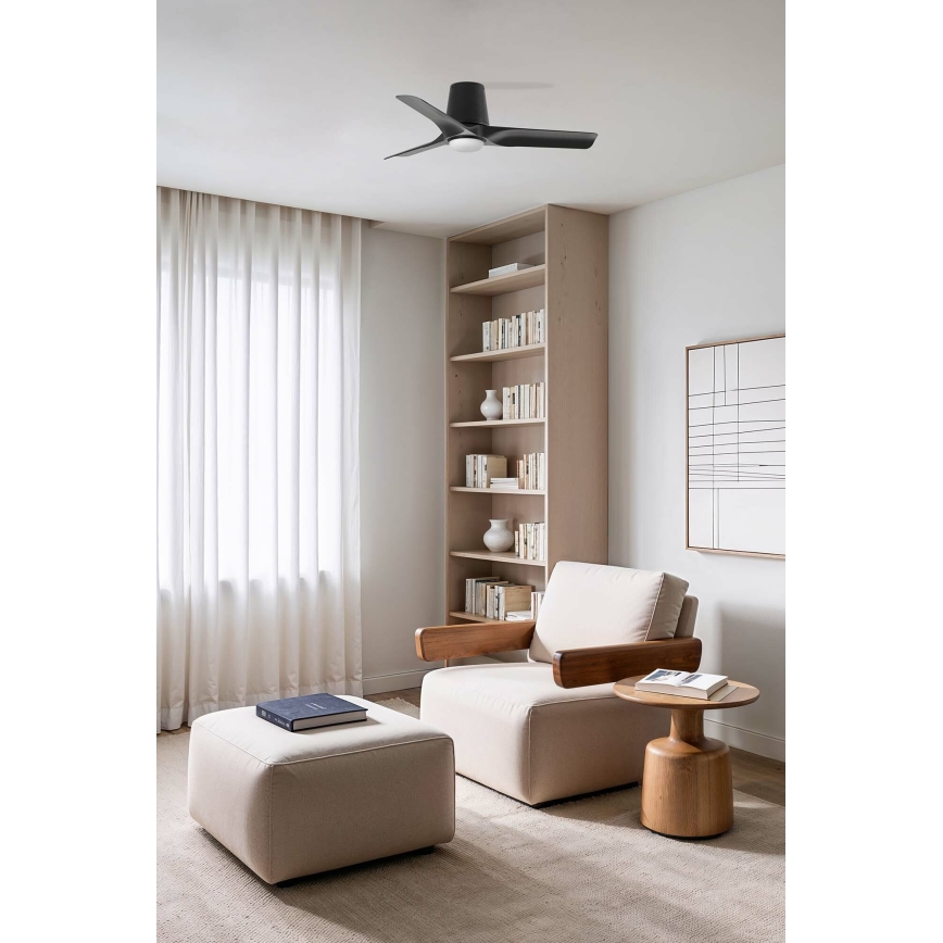 FARO 33827-1TW - LED-hämardatav laeventilaator HEY TUB S LED/10W/230V 2700/3000/4000K must, läbimõõt 90 cm + kaugjuhtimispult