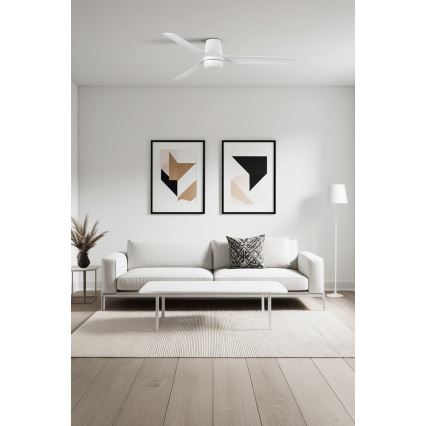 FARO 33828-1TW - LED Hämardatav laeventilaator PUNT TUB M LED/18W/230V 3000/4200/6500K d. 130 cm valge + kaugjuhtimispult