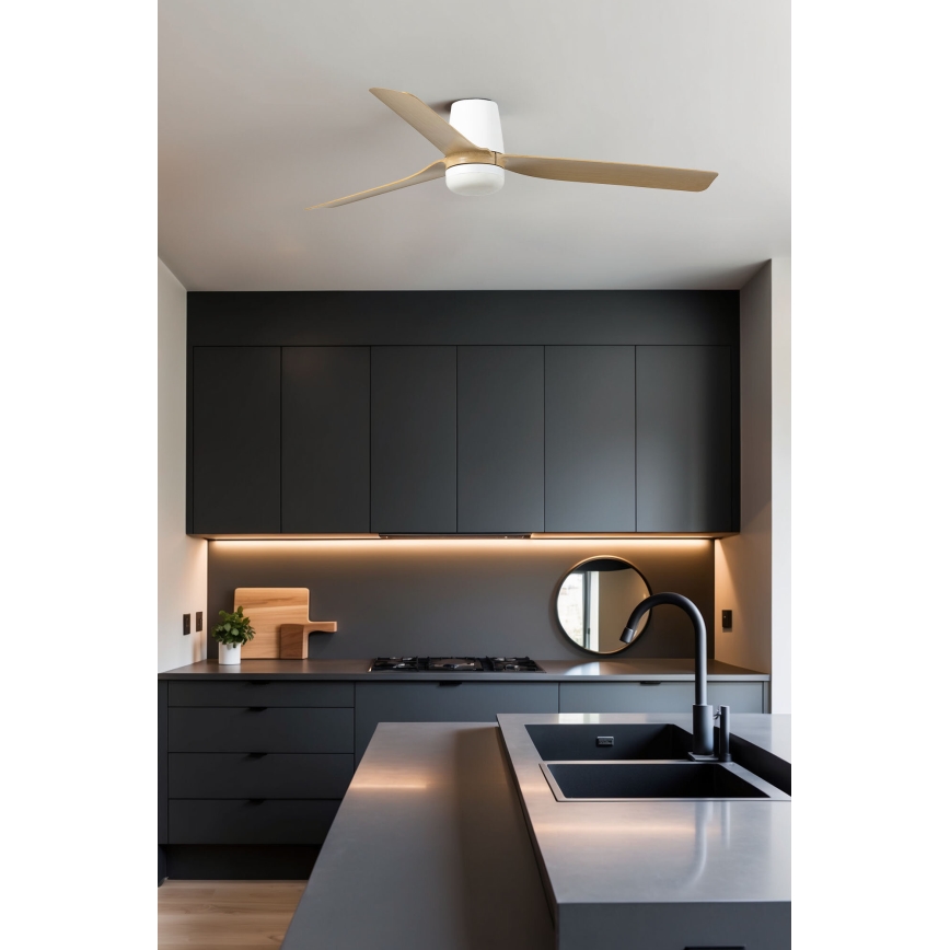 FARO 33829-1TW - LED Hämardatav laeventilaator PUNT TUB M LED/18W/230V 3000/4200/6500K d. 130 cm valge/brown+ kaugjuhtimispult