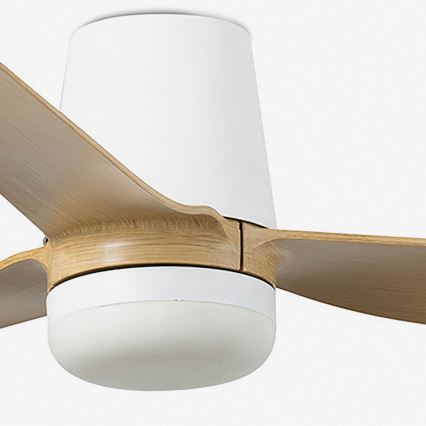 FARO 33829-1TW - LED Hämardatav laeventilaator PUNT TUB M LED/18W/230V 3000/4200/6500K d. 130 cm valge/brown+ kaugjuhtimispult